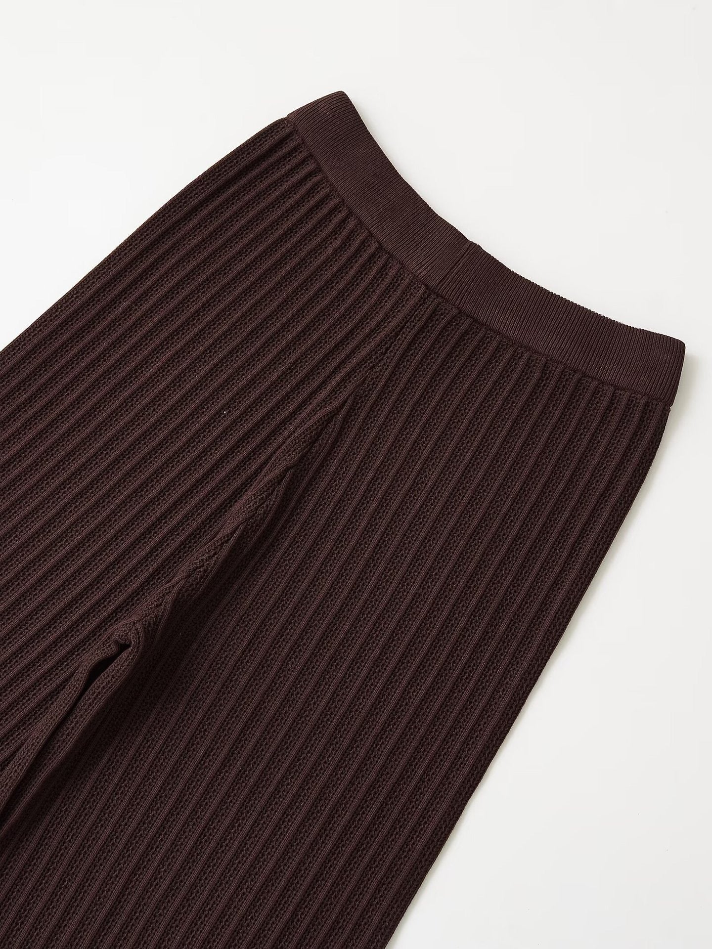 Women’s Dark Brown Knit Top & Pants Set