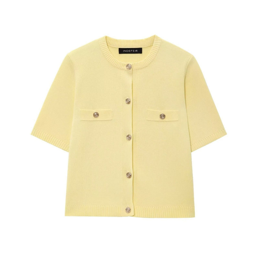 Women’s Light Yellow Short Sleeve Knit Top