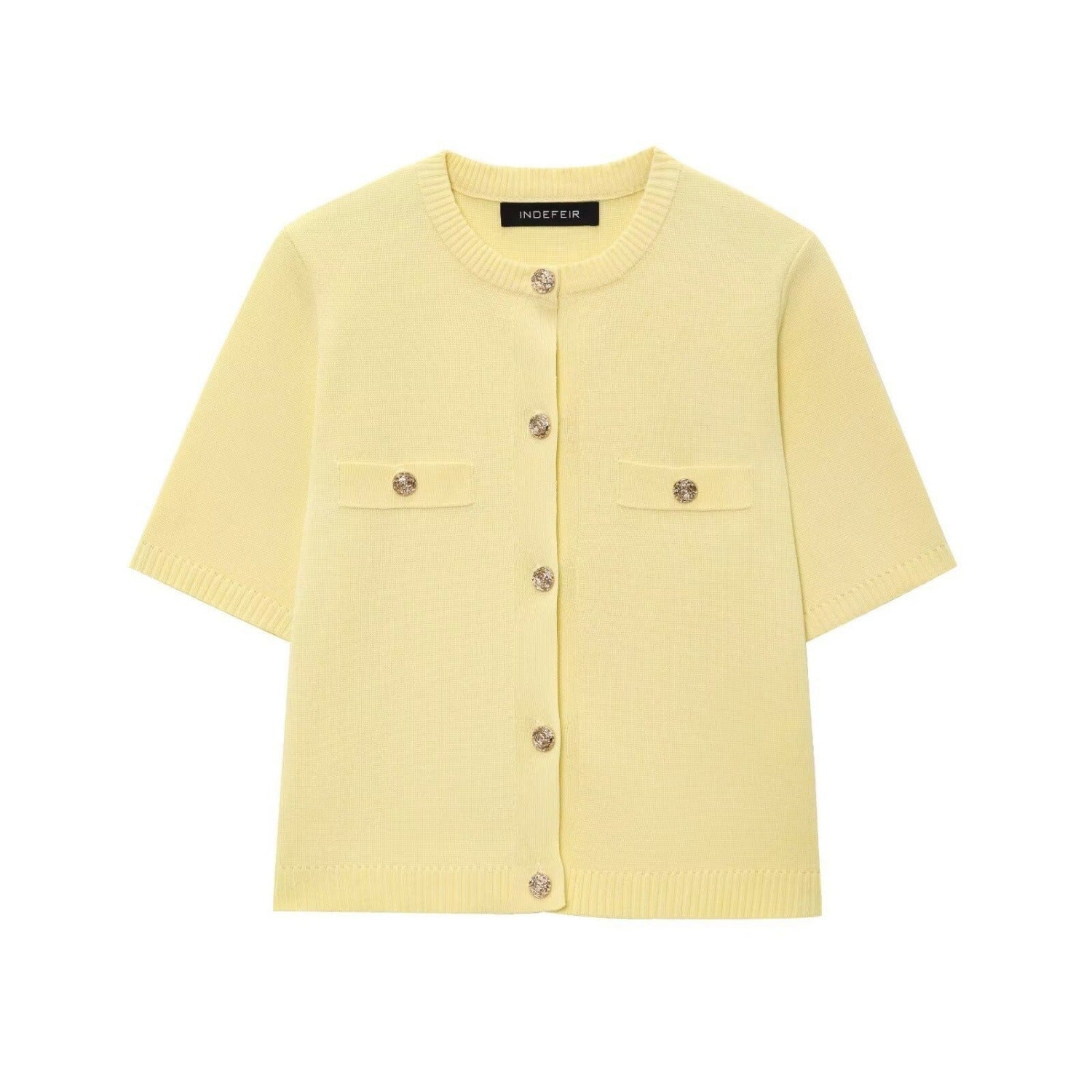 Women’s Light Yellow Short Sleeve Knit Top