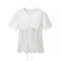 Women’s White Lace Trim Casual Top