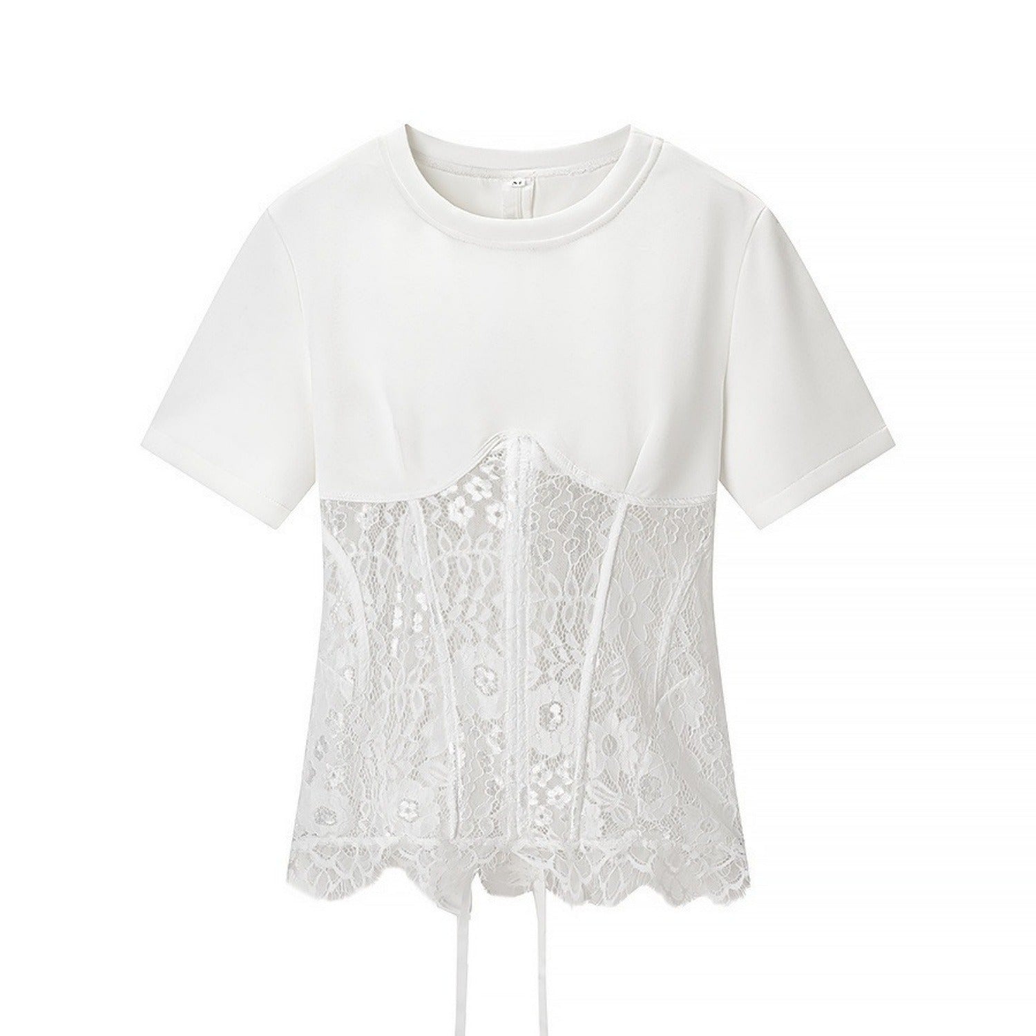 Women’s White Lace Trim Casual Top