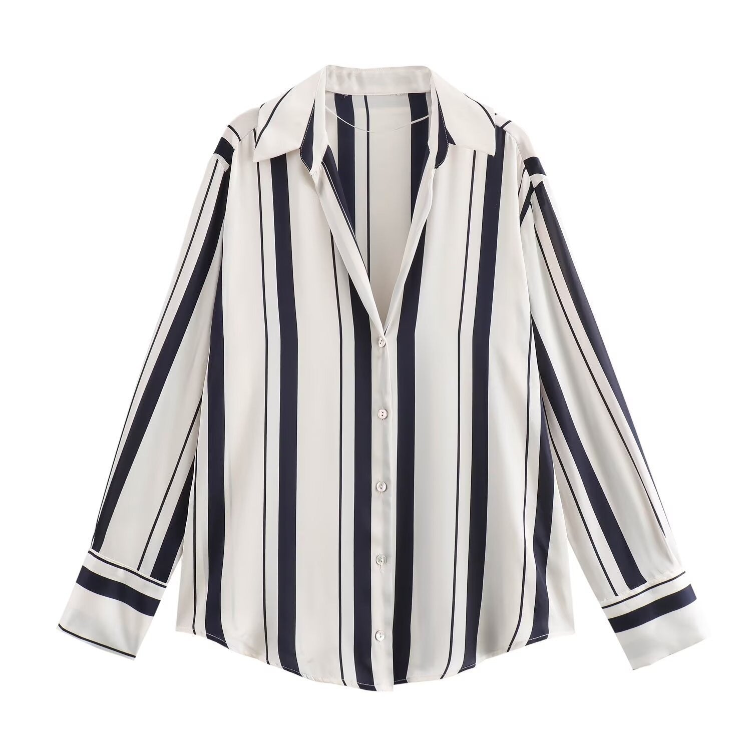 Women’s Blue Striped Satin Shirt