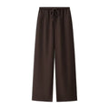 Women’s Dark Brown Linen Blend Elastic Waist Casual Pants