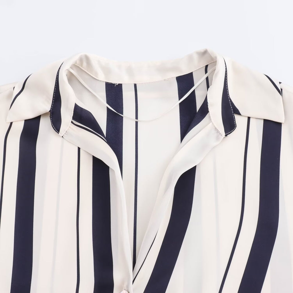 Women’s Blue Striped Satin Shirt