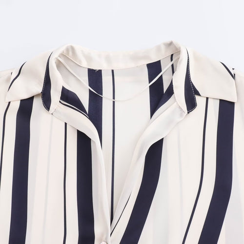 Women’s Blue Striped Satin Shirt