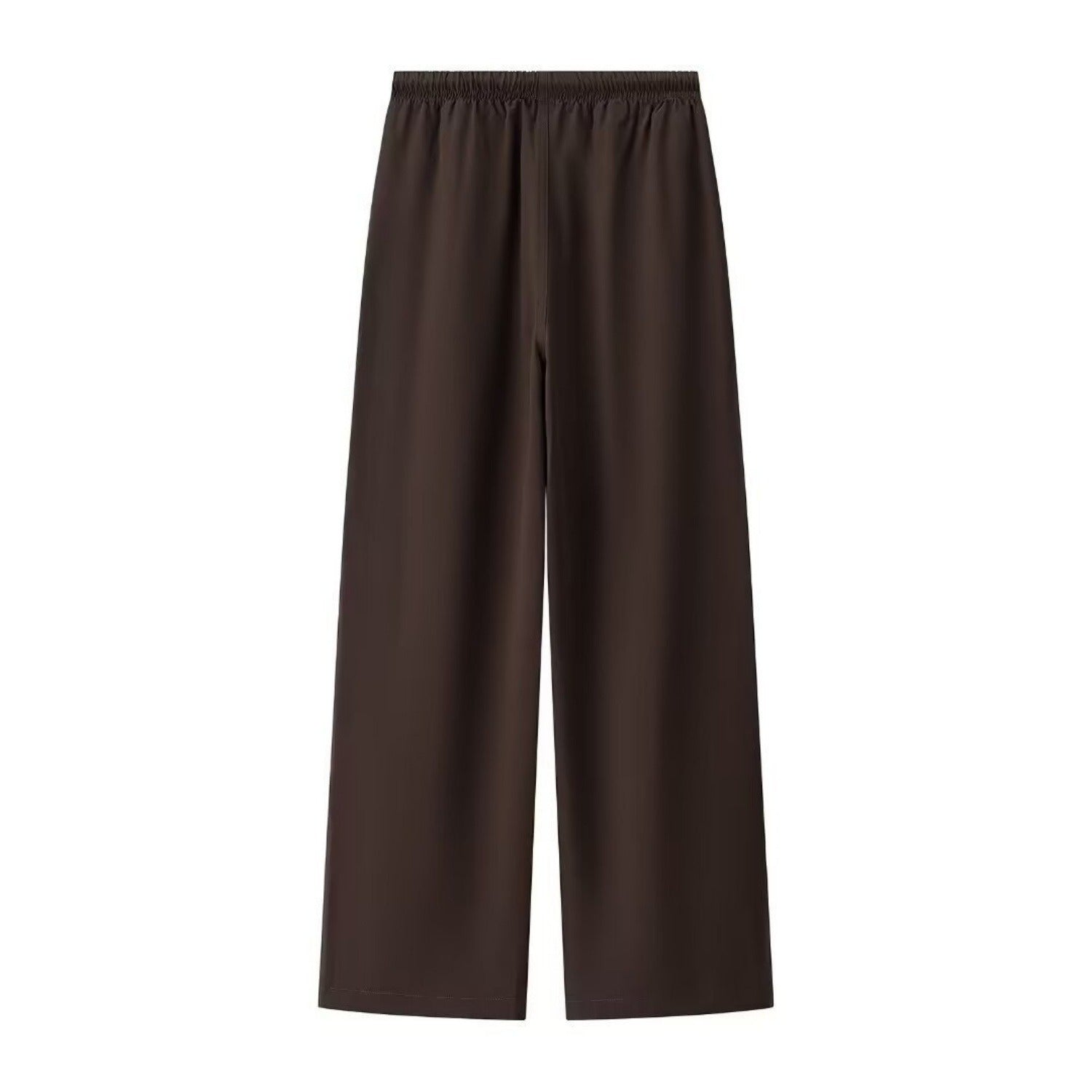 Women’s Dark Brown Linen Blend Elastic Waist Casual Pants