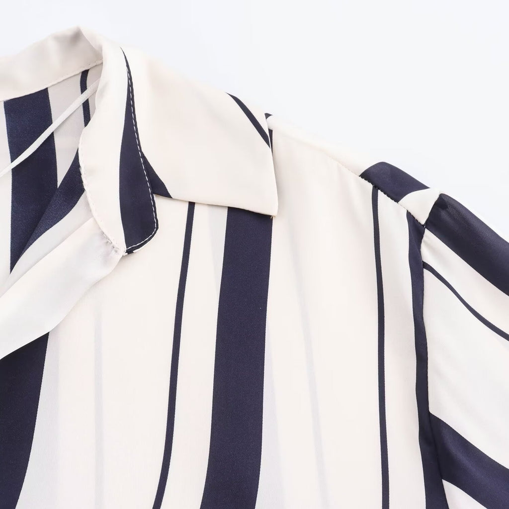 Women’s Blue Striped Satin Shirt