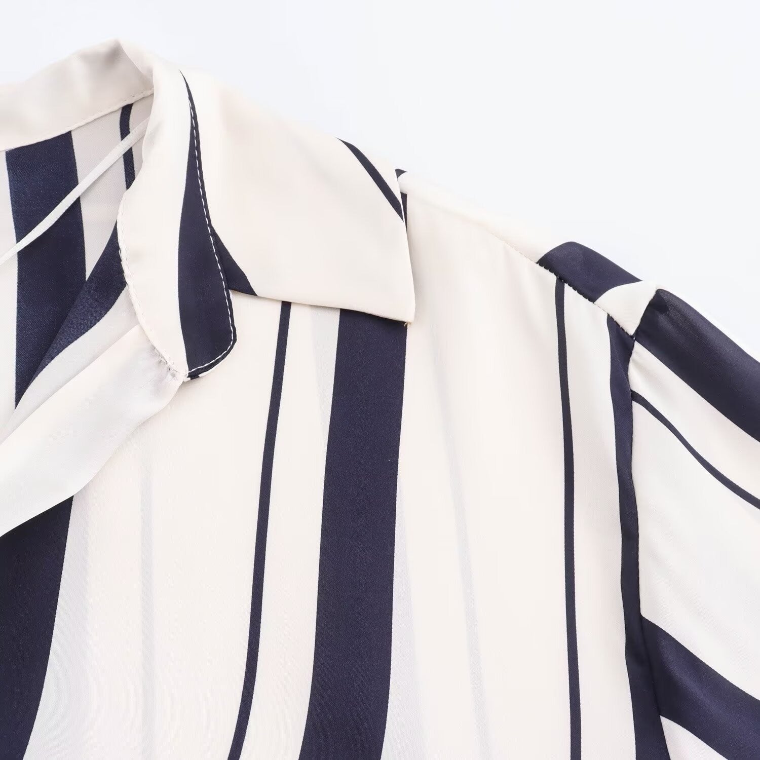 Women’s Blue Striped Satin Shirt