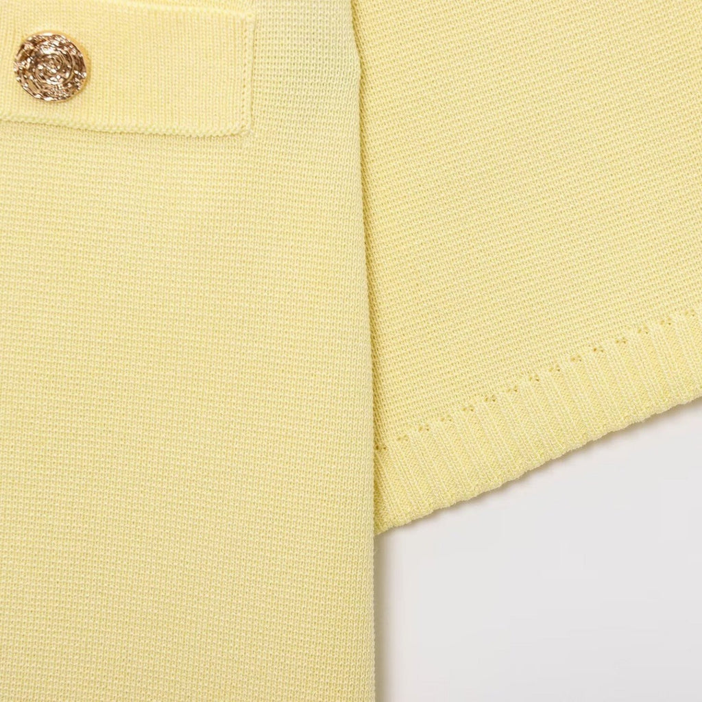 Women’s Light Yellow Short Sleeve Knit Top