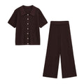 Women’s Dark Brown Knit Top & Pants Set