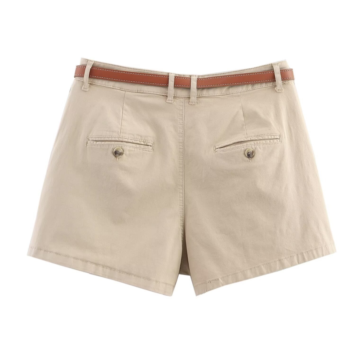Women’s Camel Belted Casual Shorts