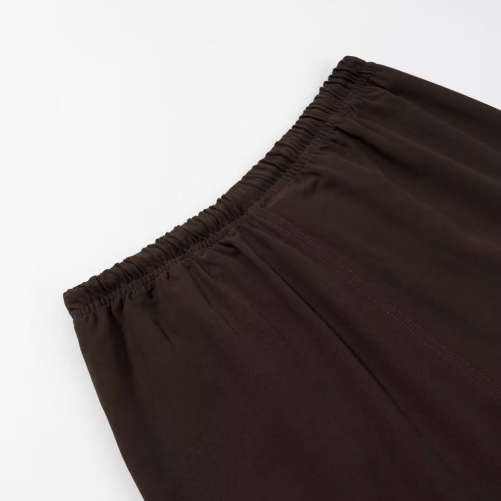 Women’s Dark Brown Linen Blend Elastic Waist Casual Pants