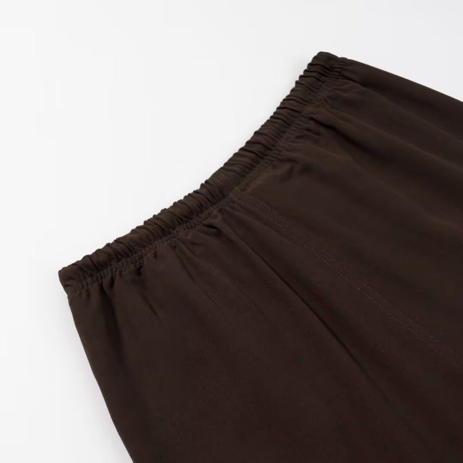 Women’s Dark Brown Linen Blend Elastic Waist Casual Pants