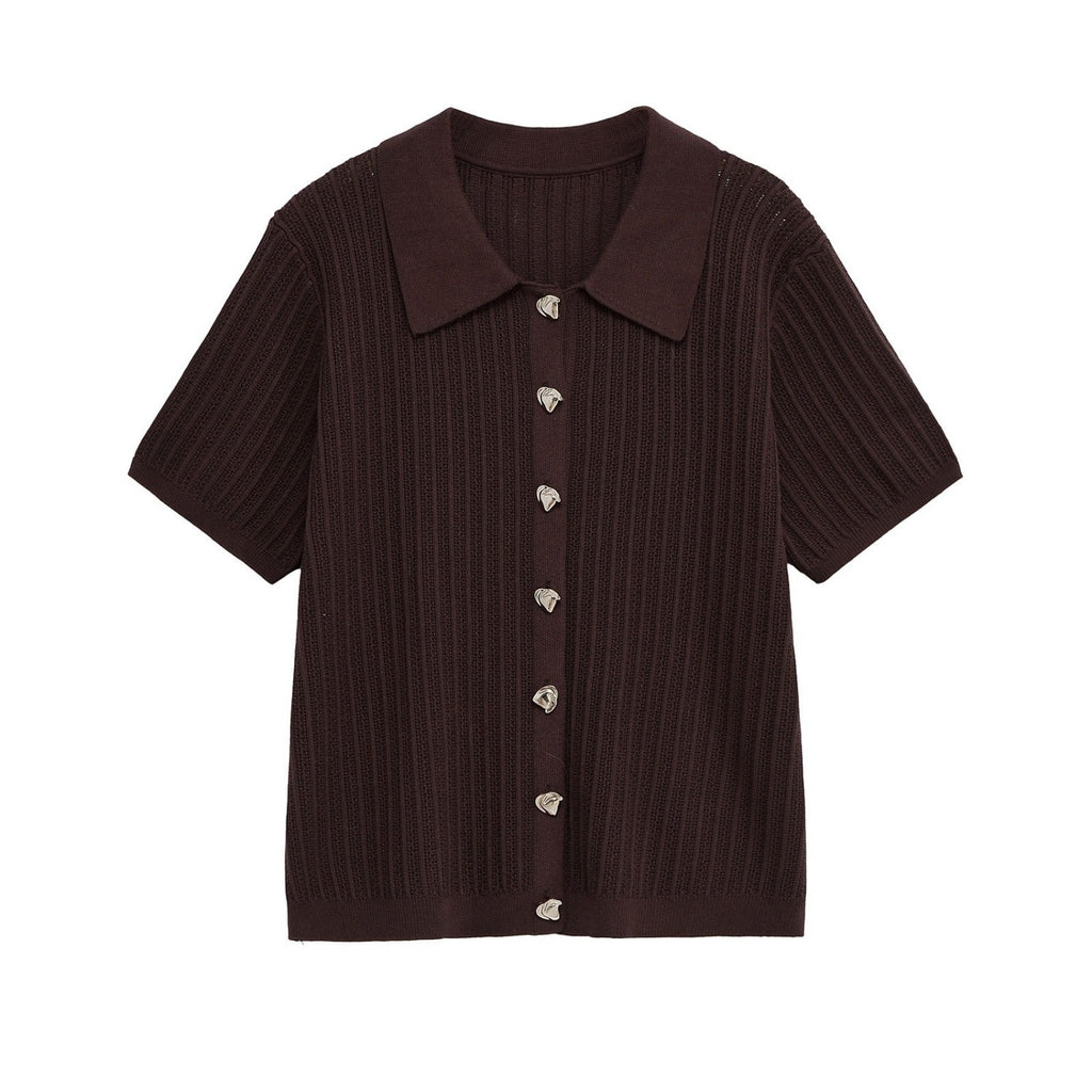 Women’s Dark Brown Knit Top & Pants Set