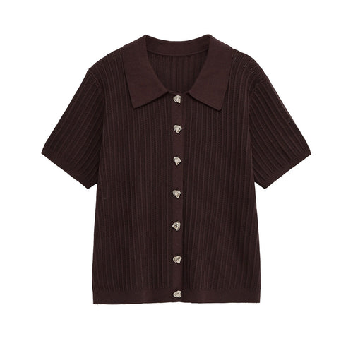 Women’s Dark Brown Knit Top & Pants Set