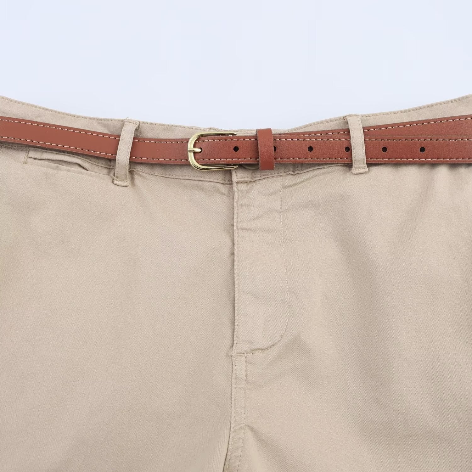 Women’s Camel Belted Casual Shorts