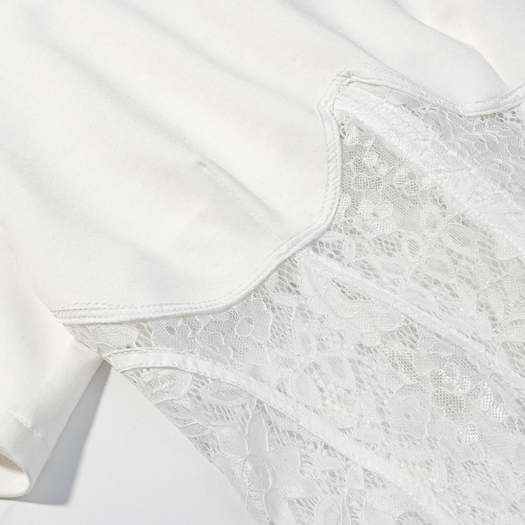 Women’s White Lace Trim Casual Top