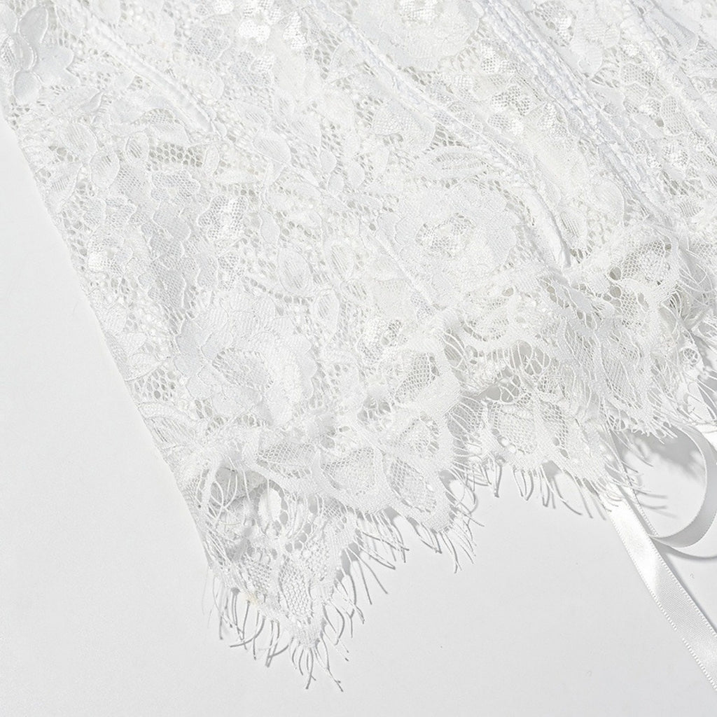 Women’s White Lace Trim Casual Top