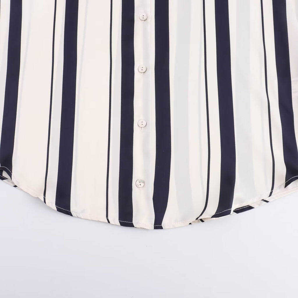 Women’s Blue Striped Satin Shirt