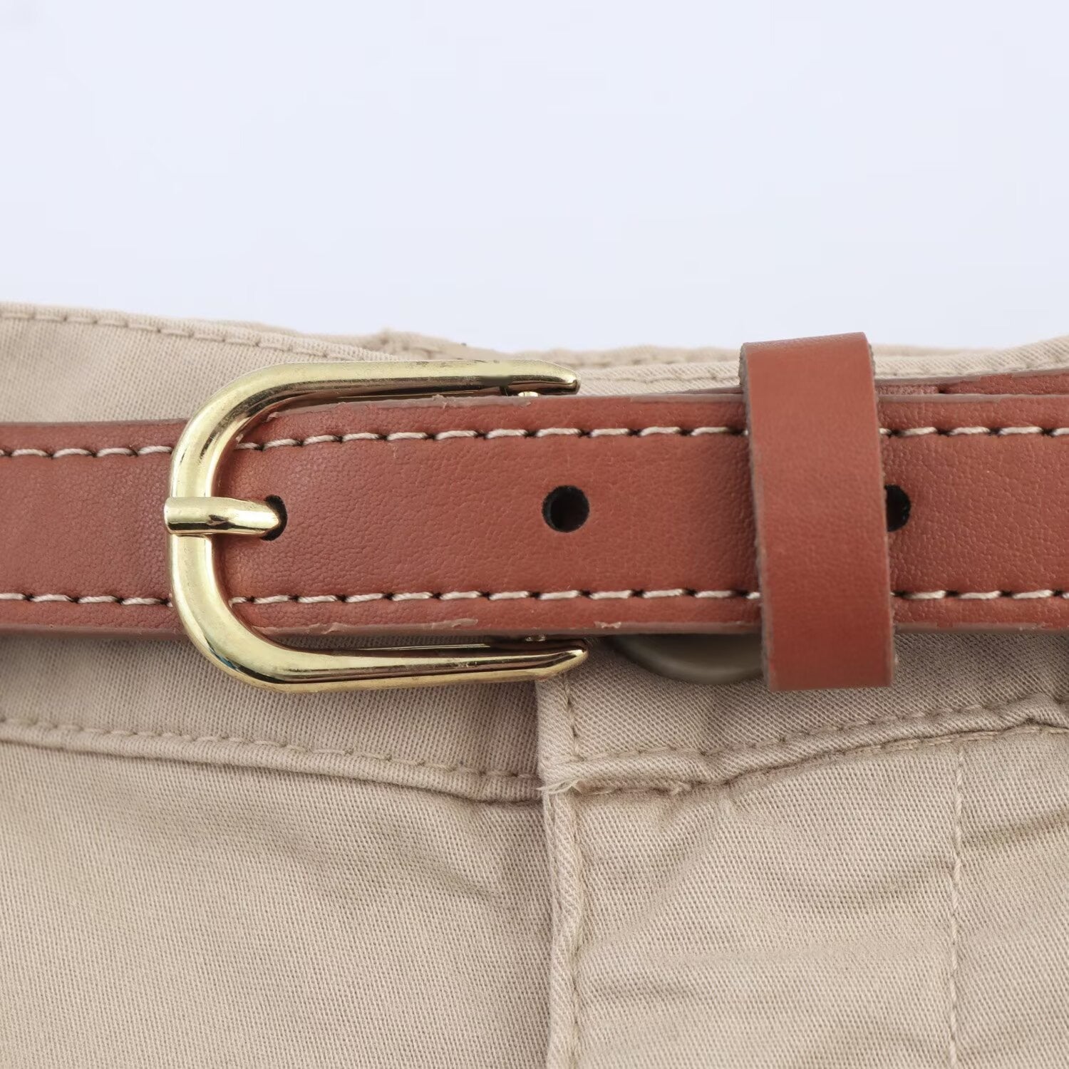 Women’s Camel Belted Casual Shorts