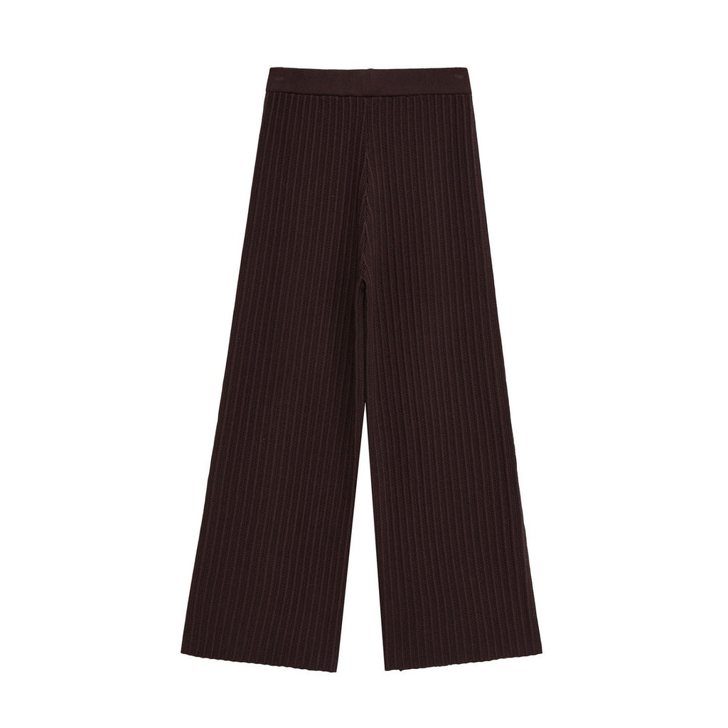 Women’s Dark Brown Knit Top & Pants Set