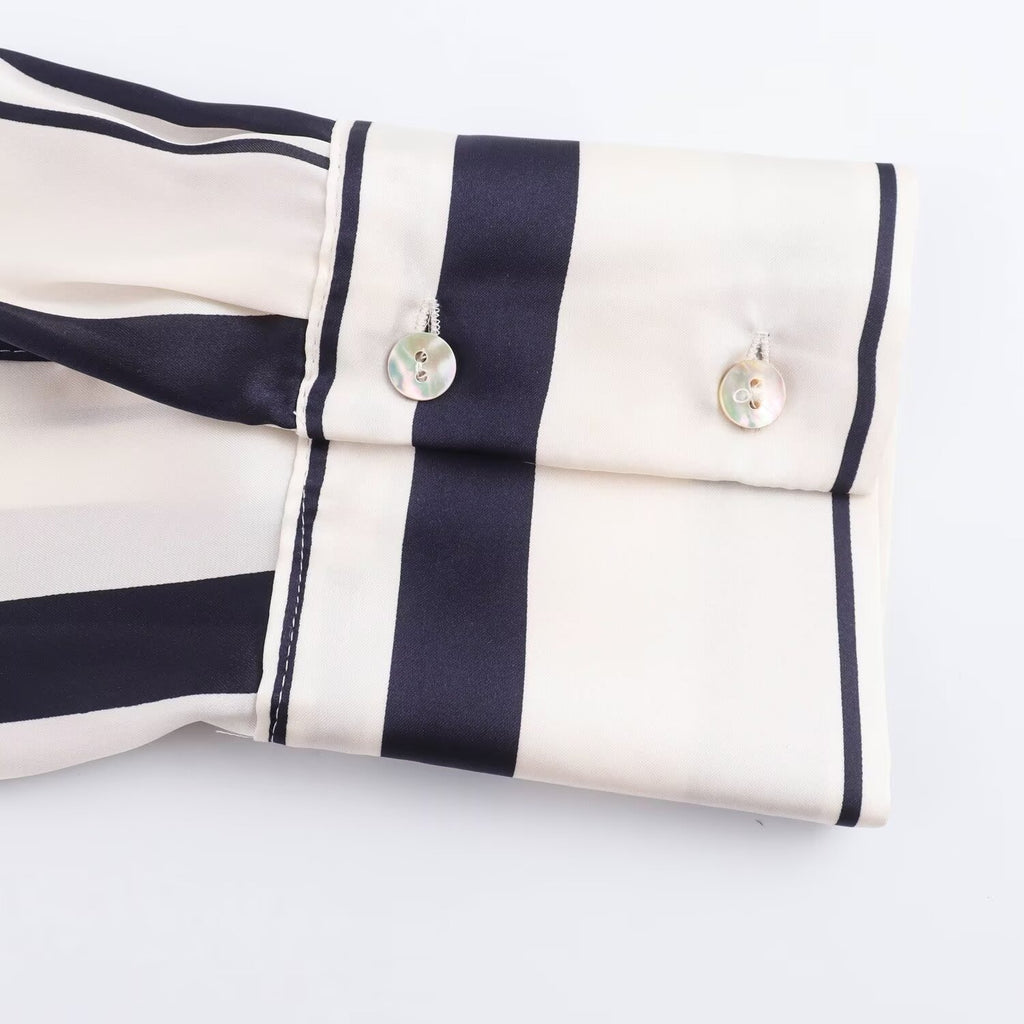 Women’s Blue Striped Satin Shirt