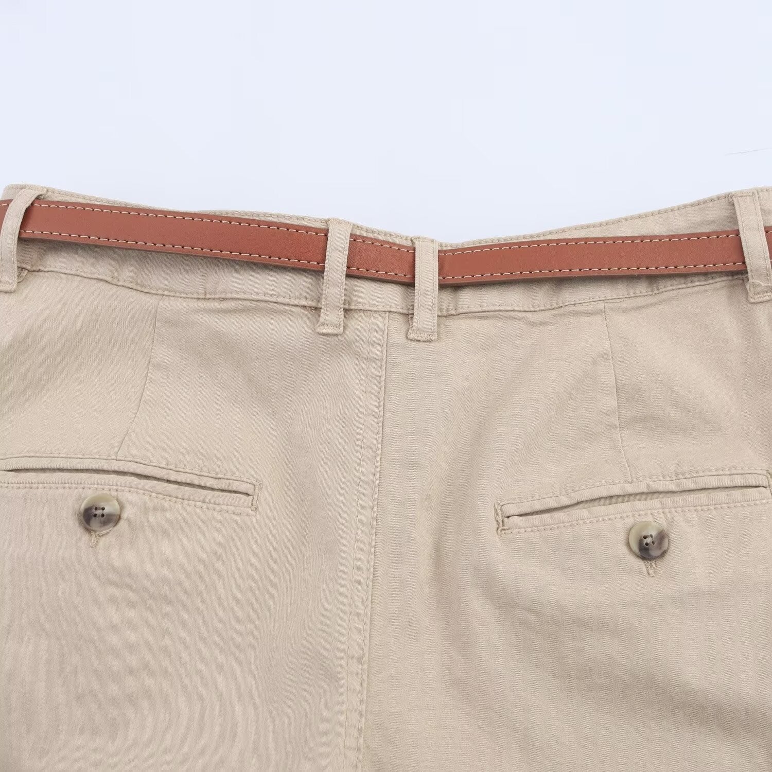 Women’s Camel Belted Casual Shorts
