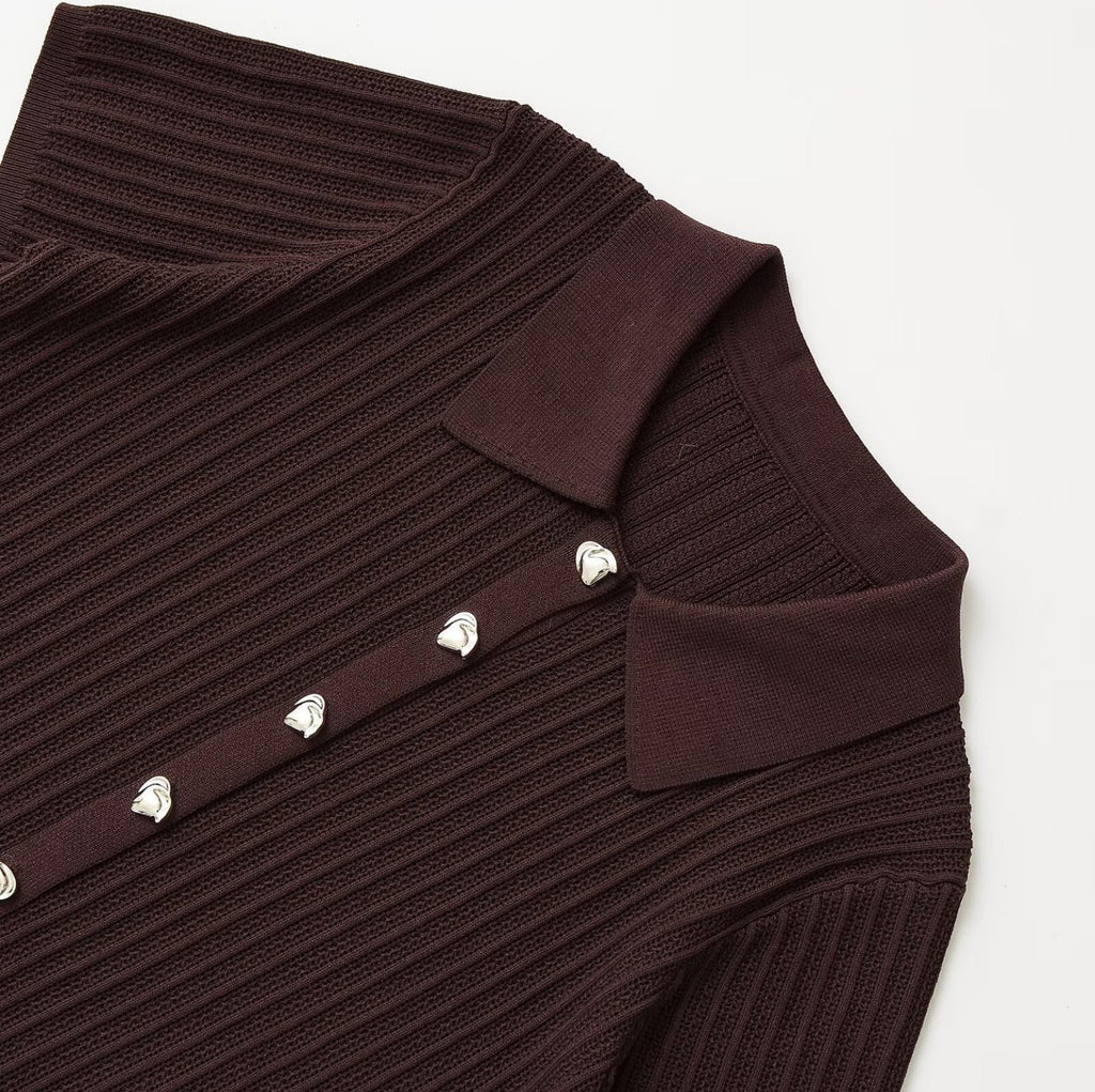 Women’s Dark Brown Knit Top & Pants Set