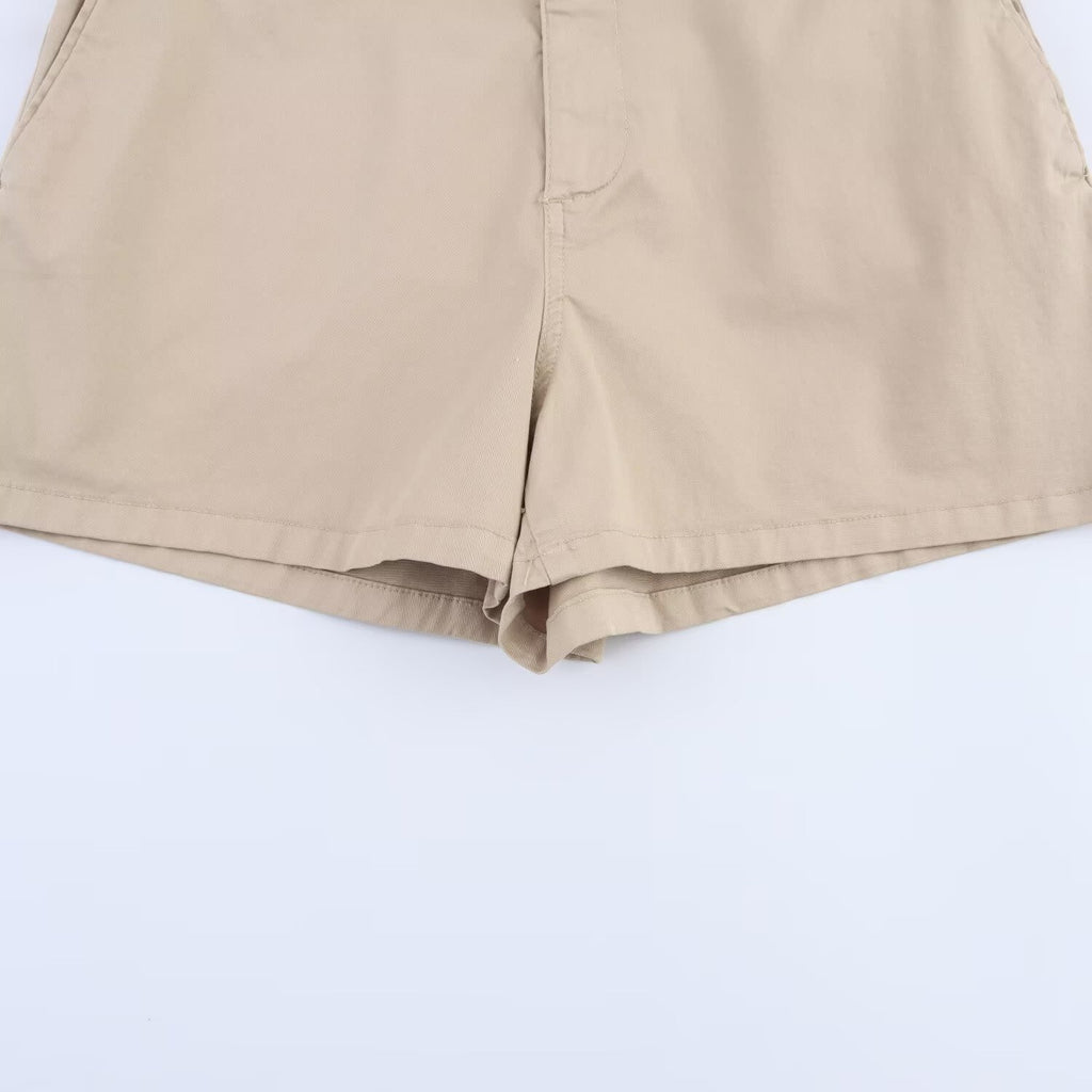 Women’s Camel Belted Casual Shorts